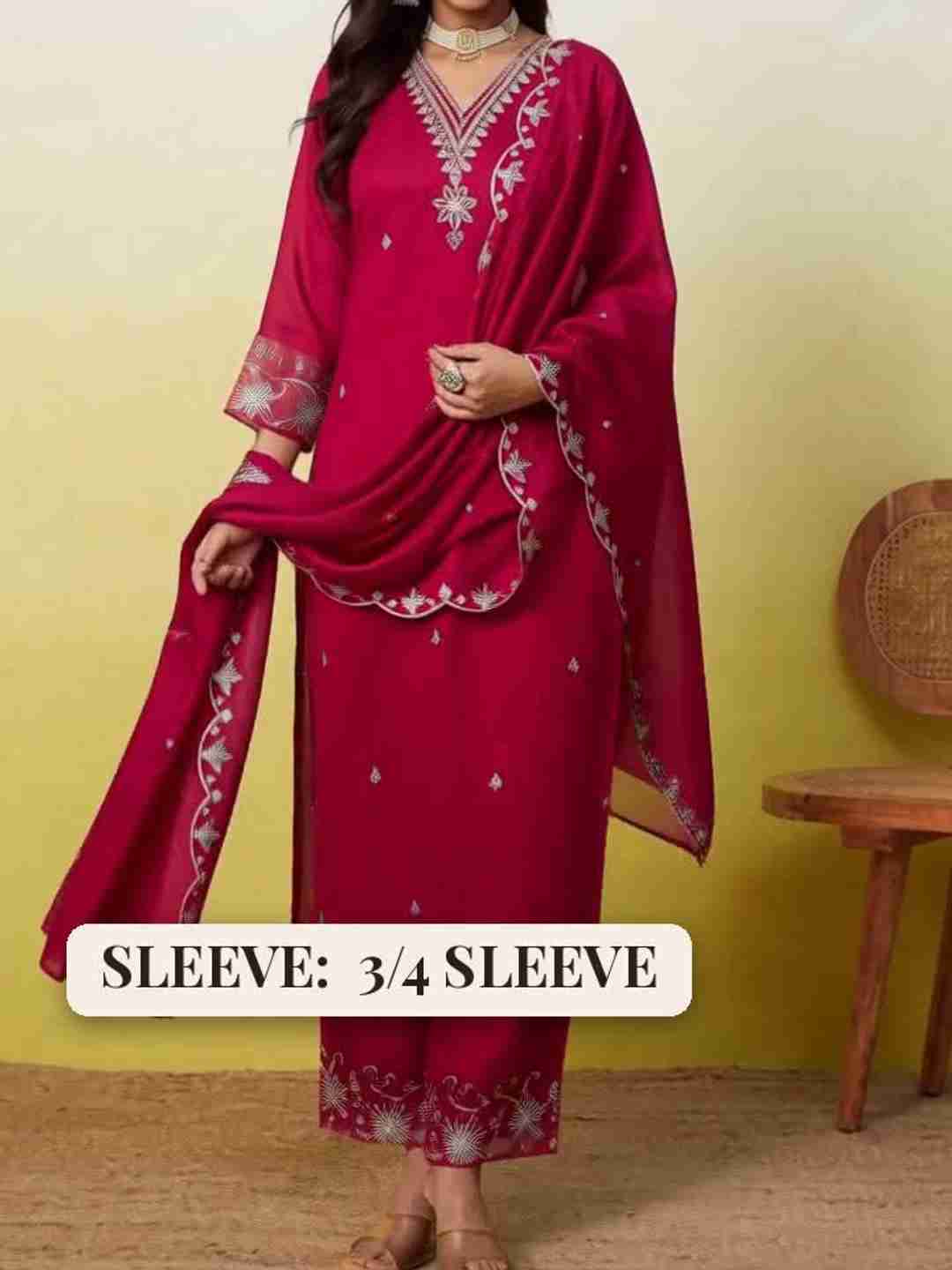 VredeVogel Women Silk Blend Kurta Pant Dupatta Set - Image 6