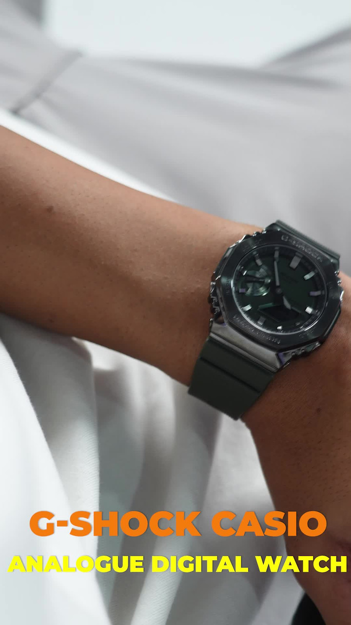 CASIO GM-2100B-3ADR G-SHOCK Grey Ip Dial Green Resin Strap Analog