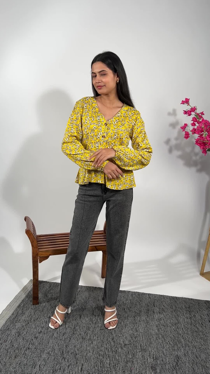 Tokyo Talkies Casual Full Sleeve Solid Women Yellow Top - Buy