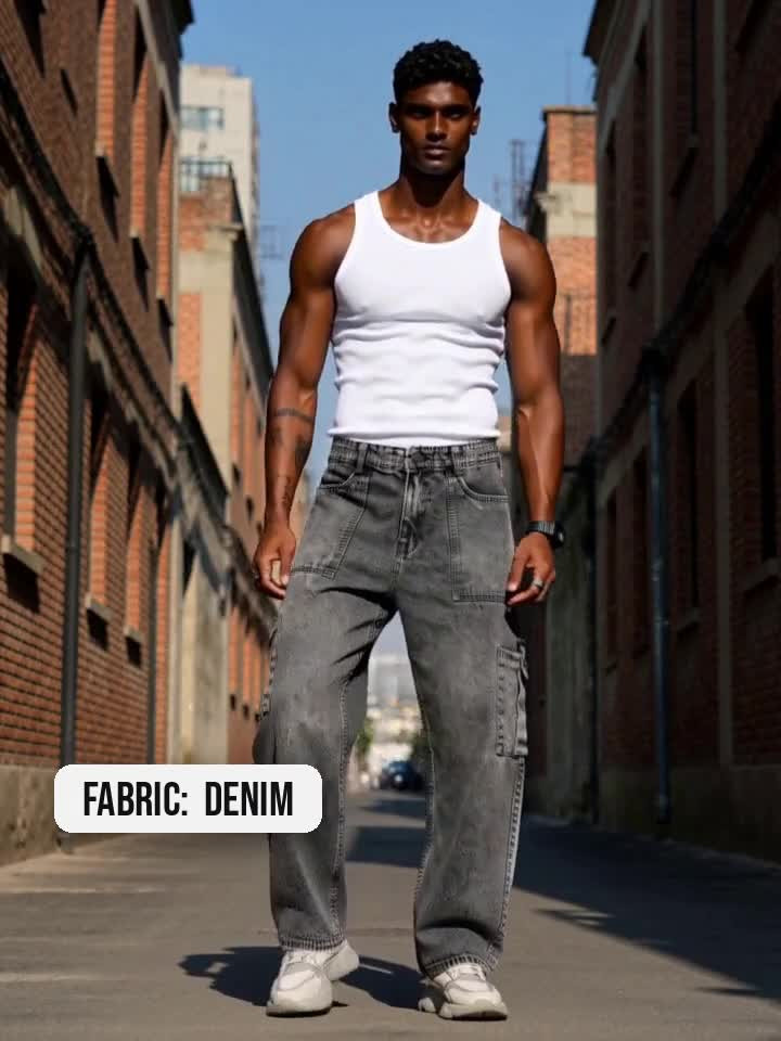 d*3様 size52 DENIM DUNGAREE B スター　星　グレー　キ STUDIO NEXX Loose Fit Men Grey Jeans - Buy STUDIO NEXX Loose Fit