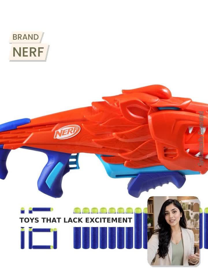 Nerf Junior Wild Lionfury, 16 Elite Darts, Blaster Lion Toys for