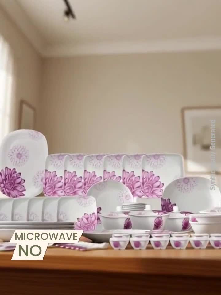 Sigri-wala Pack of 40 Melamin Pink White Dinner Set Price in India