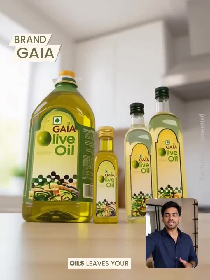 GAIA Extra lite Olive oil 5 Ltr with 250ml Olive oil Free Olive