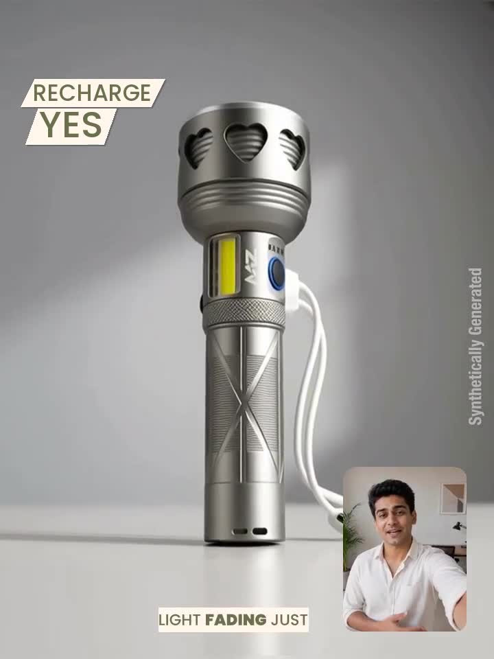 MZ M978 (RECHARGEABLE METAL LED TORCH) Zoomable 250W Power