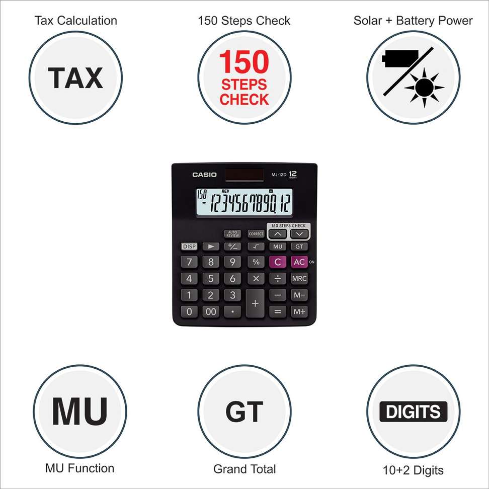 Shopsy Casio MJ-12D-BK Basic Desktop Calculator - Image 3