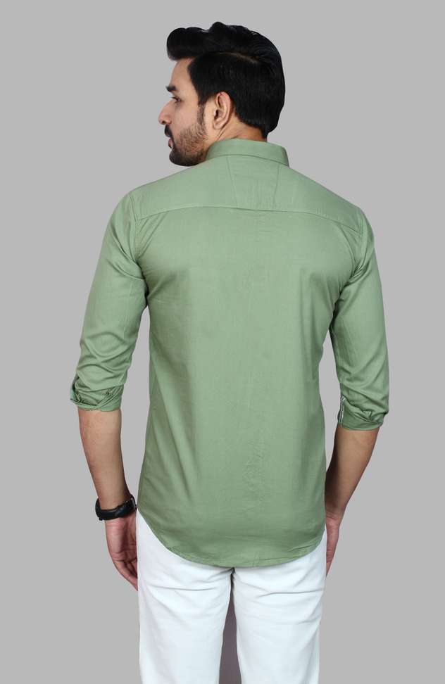 Shopsy Liza Martin Men Solid Light Green Shirt - Image 7