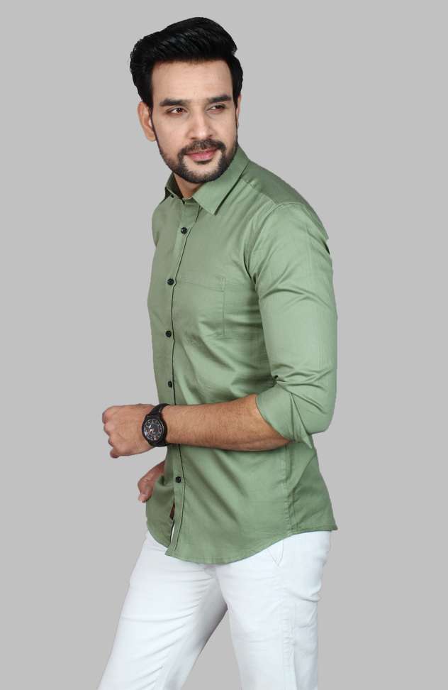 Shopsy Liza Martin Men Solid Light Green Shirt - Image 8