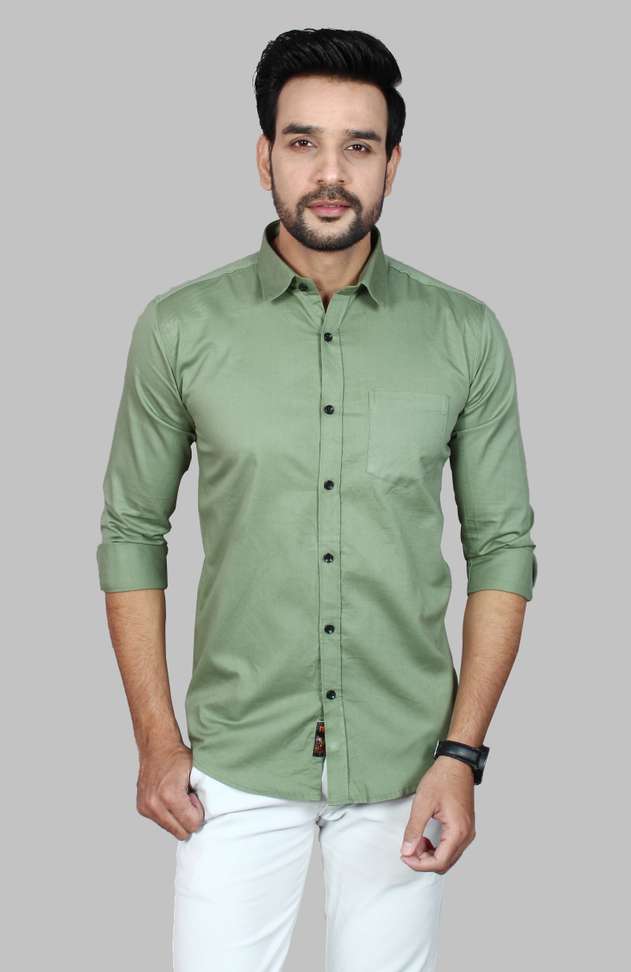 Shopsy Liza Martin Men Solid Light Green Shirt - Image 6