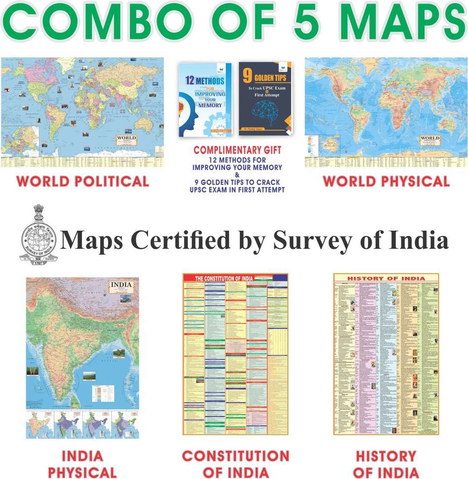 Upsc Map Notes smartbooks MAPS FOR UPSC (PACK OF 5 MAPS/CHAR) COMPLIMENTARY GIFT ...