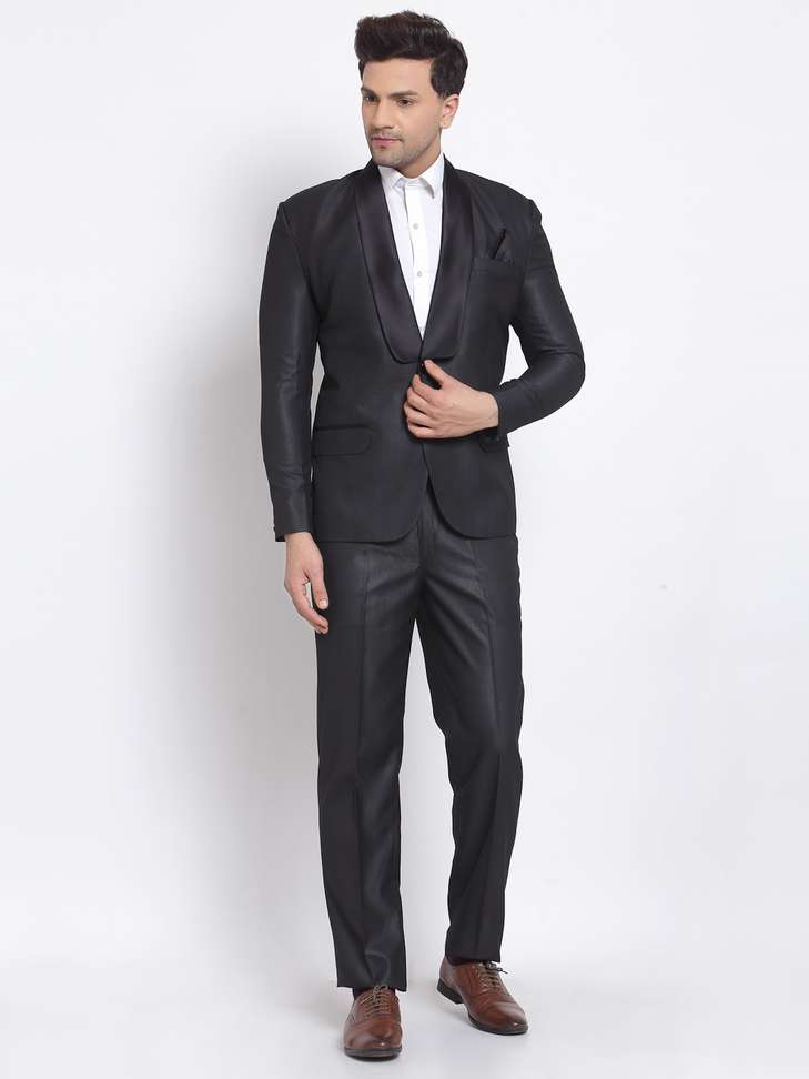 Klotthe Men Black Solid Single Breasted Two Piece Party Suit