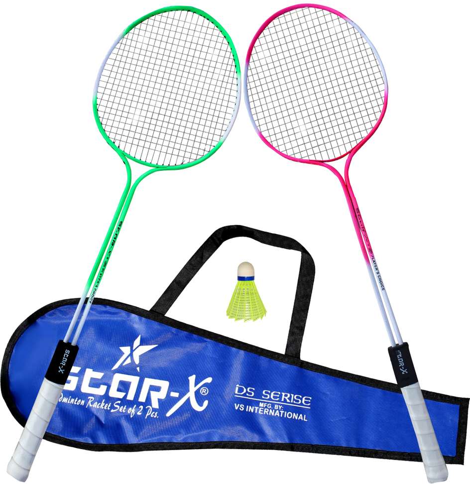 Multi Badminton Racket Star X Multi Double shaft Badminton Kit with Shuttle Cork, Badminton ...