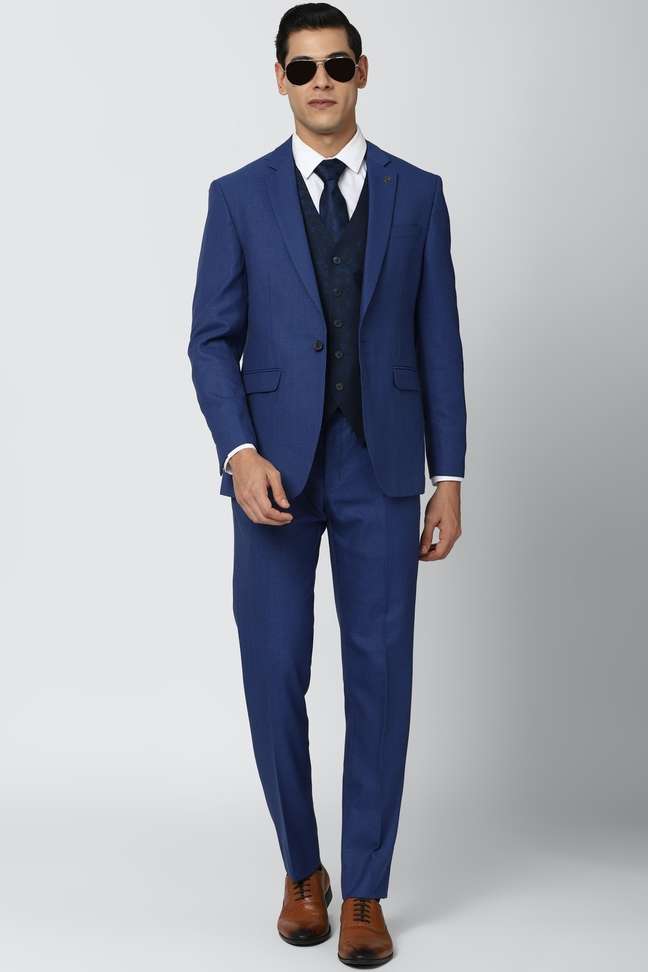 Peter England Single Breasted 2 Button Textured Men Suit