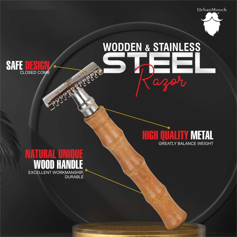 Sharpest Razor In India UrbanMooch Wooden Double Edge Safety Shaving Razor for Men With ...