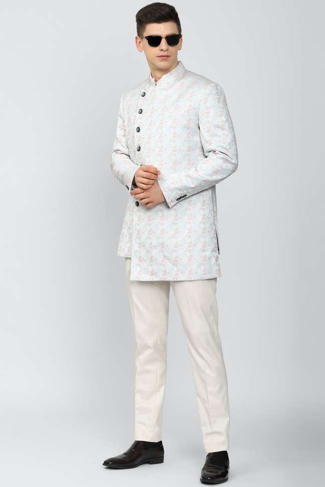 Peter England Single Breasted Printed Men Suit