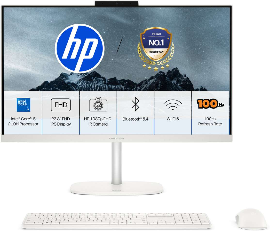 HP OmniStudio Core i5 All‑in‑One Desktop with 8 GB DDR5, 512 GB SSD, Windows 11 Home & MS Office – ₹986