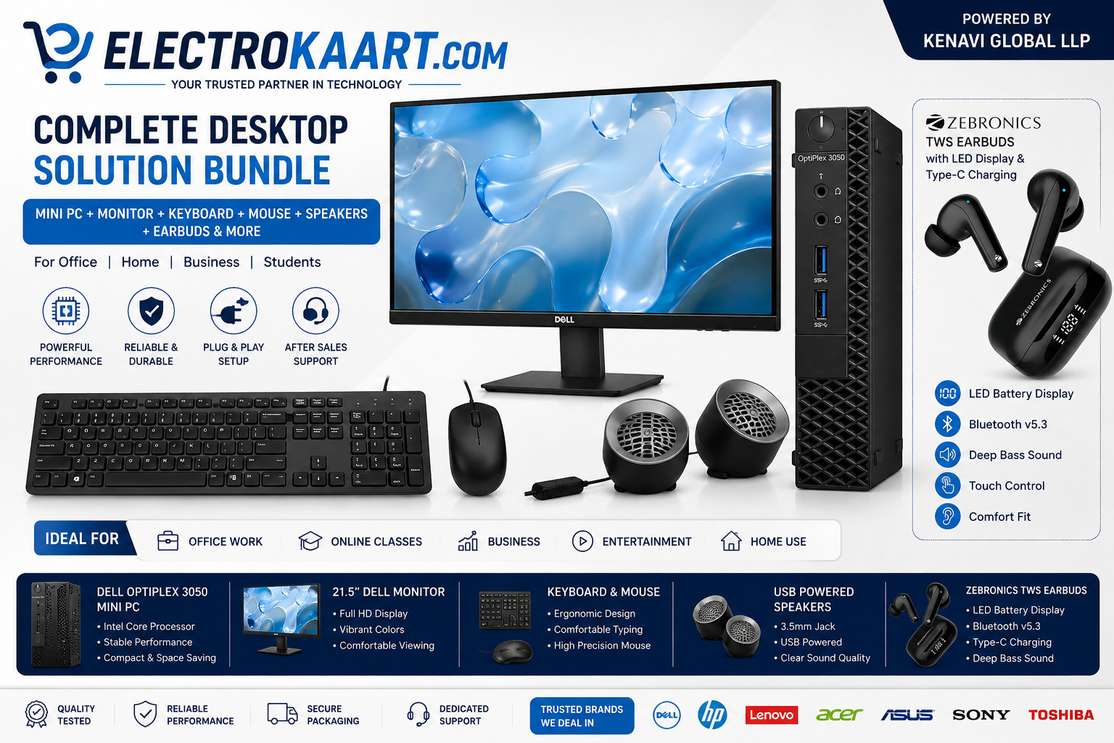 Dell Intel Core i5 7th Gen All‑In‑One PC – 22″ Full HD, 8 GB RAM, 256 GB SSD + Keyboard, Mouse, Speaker, Air‑buds & MS Office