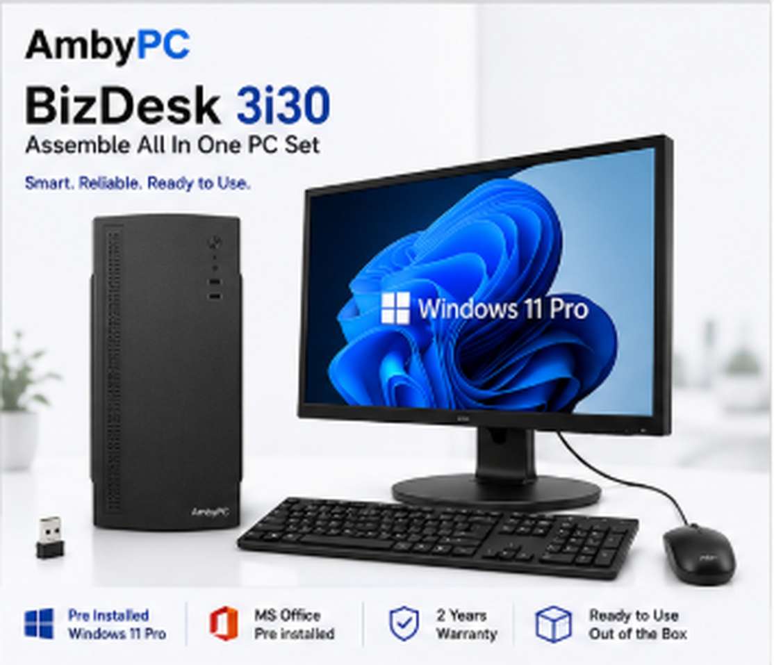 Ambypc Bizdesk 3I30 All‑In‑One PC with Core i3, 4 GB DDR3, 128 GB SSD, 19‑inch Display, Keyboard & Mouse – 22% Off
