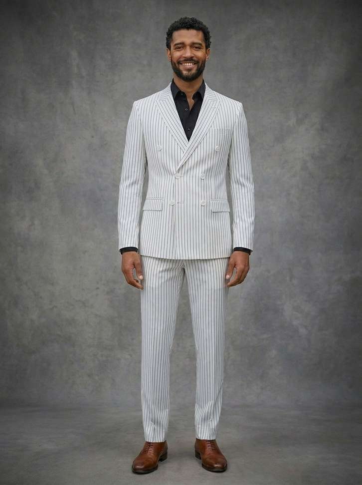 Club AK Double‑Breasted Striped Men Suit – 58% OFF Limited Deal