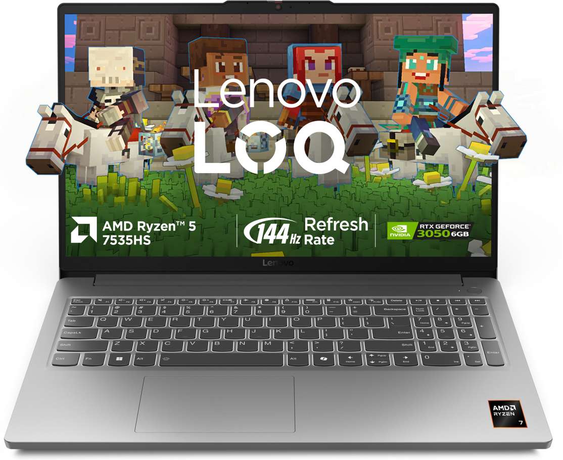 Lenovo LOQe AMD Ryzen 5 Hexa‑Core 7535HS Gaming Laptop – 16 GB RAM, 512 GB SSD, RTX 3050, 144 Hz Display at ₹657