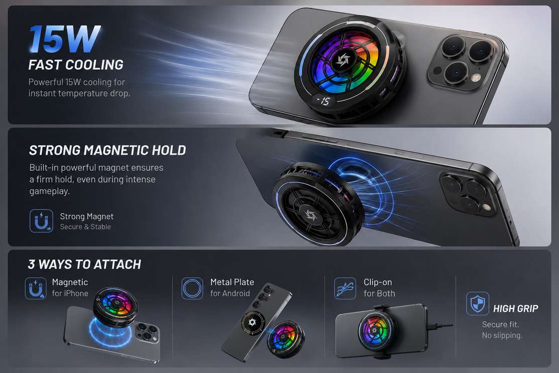 Shopsy buyynation Magnetic Semiconductor Gaming Phone Cooler - Image 5