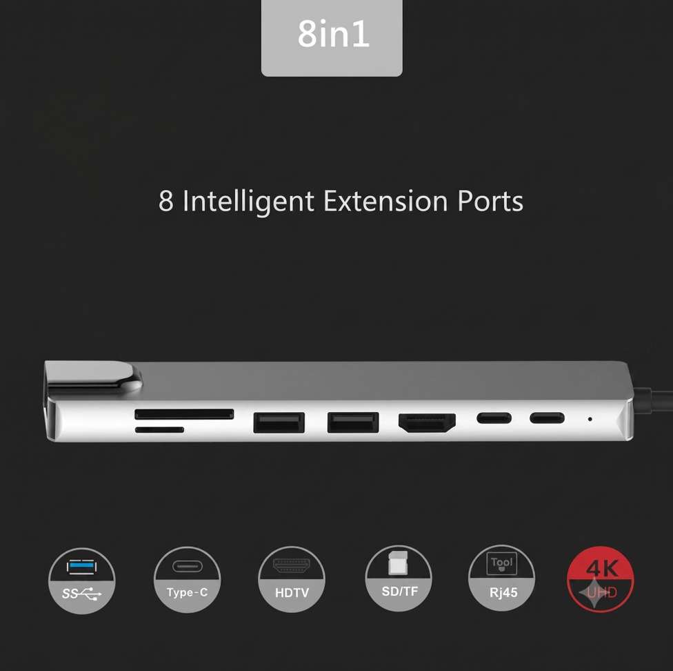 Shopsy jaivix 8-in-1 Type-C Hub with 4K HDMI, 100W PD - Image 5