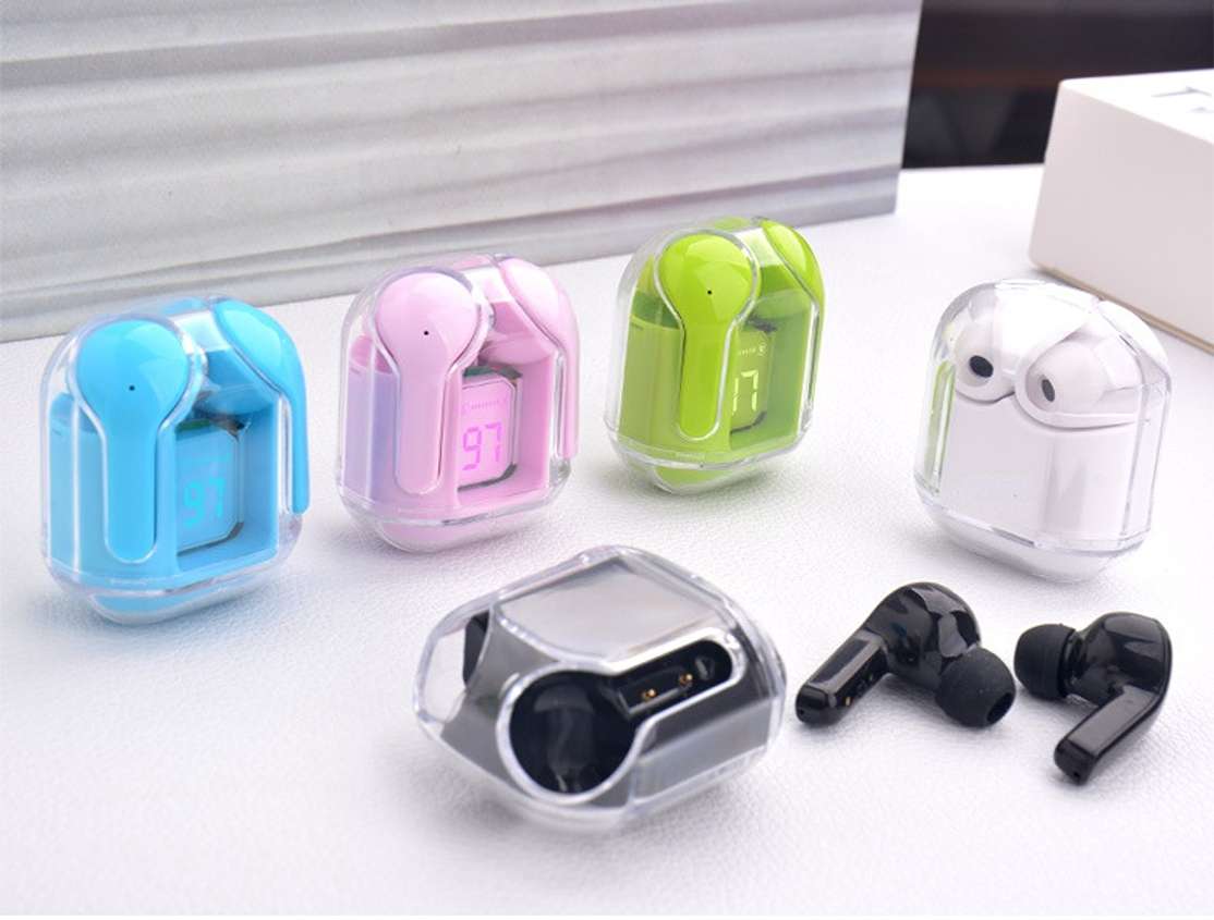 Transparent Display Pod Seashot Ultra pods Wireless LED Digital Display Transparent Headset 28h ...