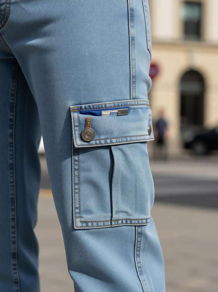 Denim Look Regular Men Light Blue Jeans