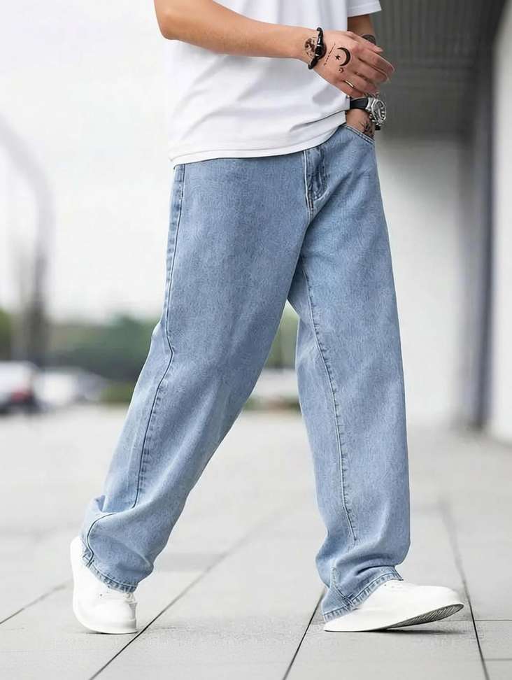 Asia Denim Loose Fit Men Light Blue Jeans
