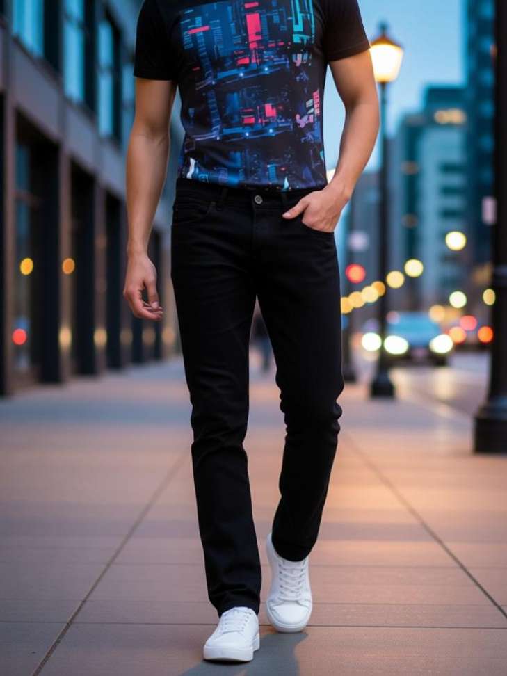 Jeancherry Tapered Fit Men Black Jeans