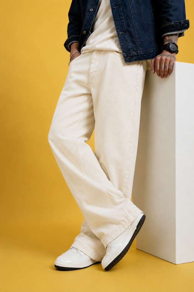 Shopsy Denim Life Loose Fit Men Beige Jeans - Image 4