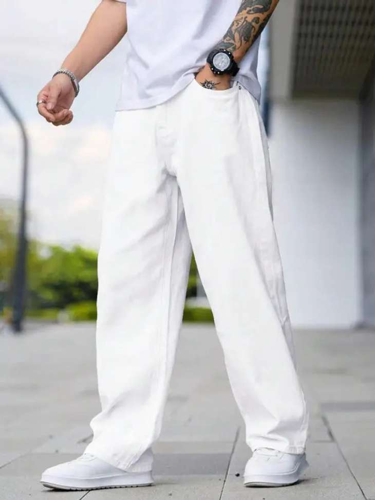 Cabrrr Loose Fit Men White Jeans