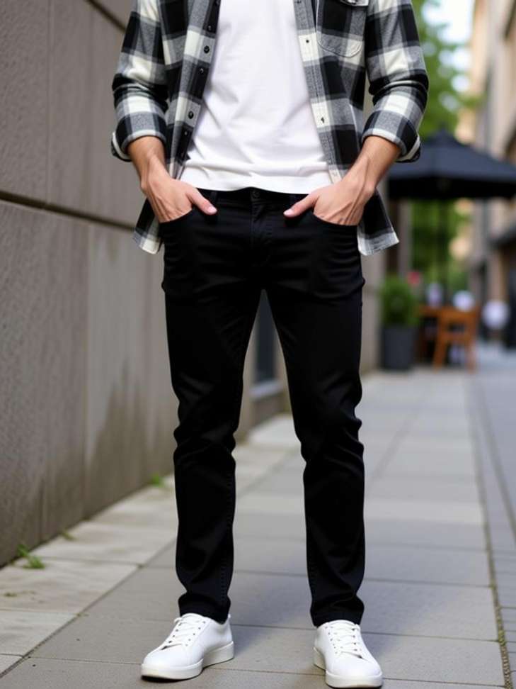 Jeancherry Slim Men Black Jeans