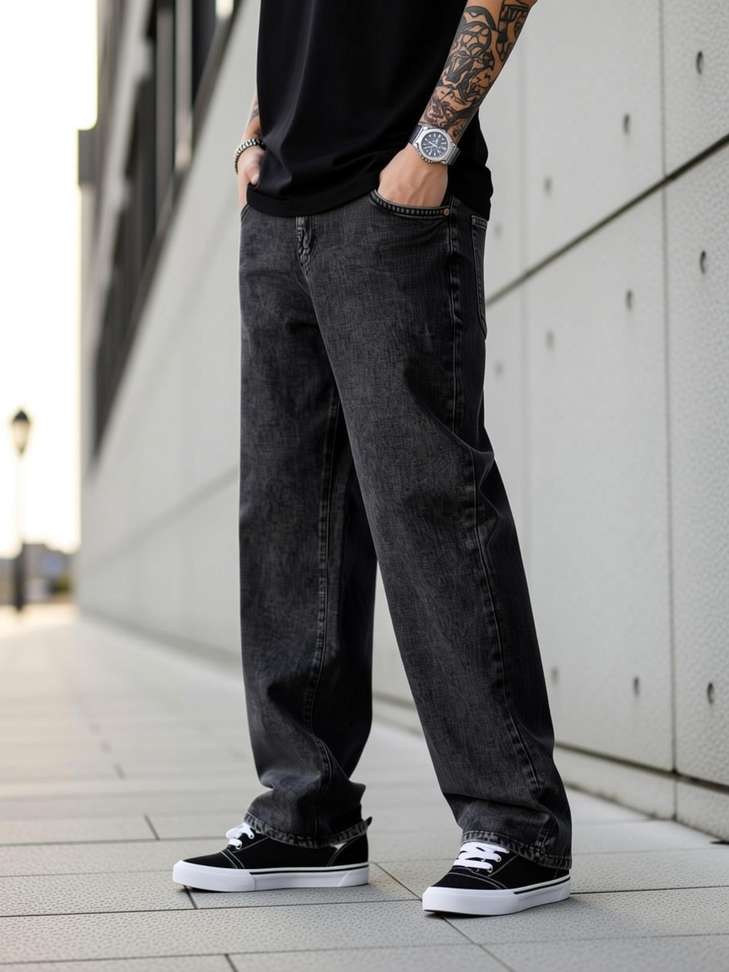 Azura Attire Loose Fit Men Dark Grey Jeans