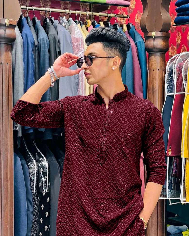 Shopsy KURTAFORMEN Men Chikan Embroidery Straight Kurta - Image 4