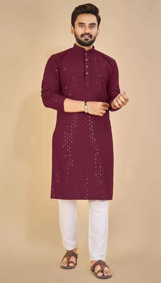 Shopsy KURTAFORMEN Men Chikan Embroidery Straight Kurta - Image 5
