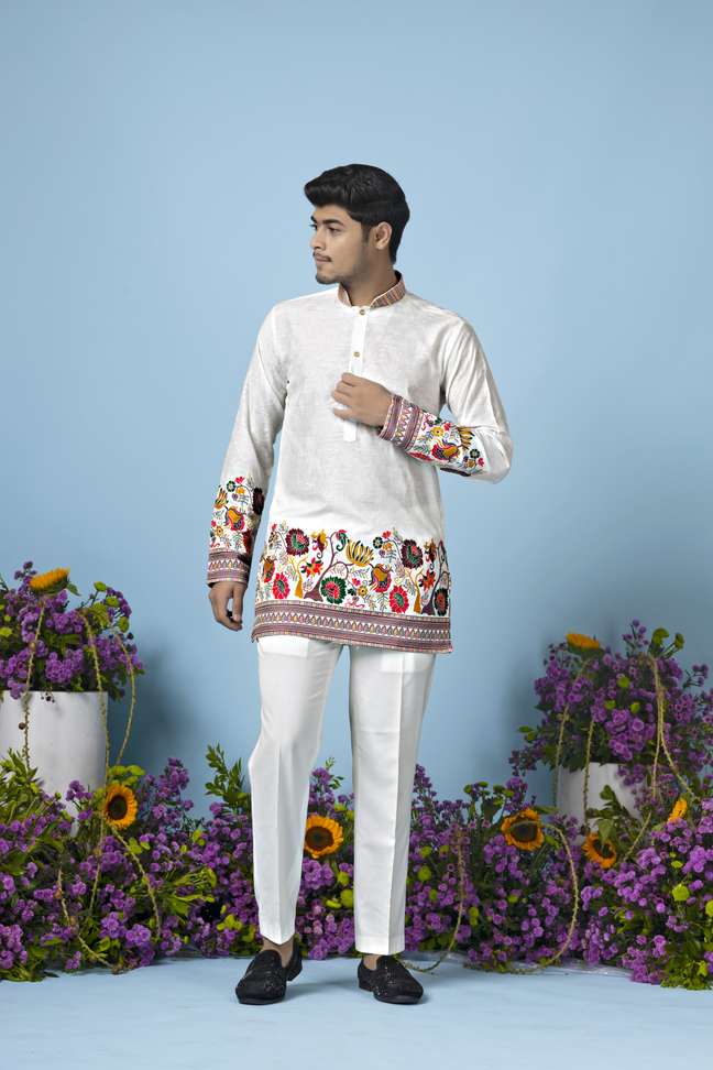 Shopsy HOUSE OF SANSKRUTI Men Floral Print Straight Kurta - Image 4