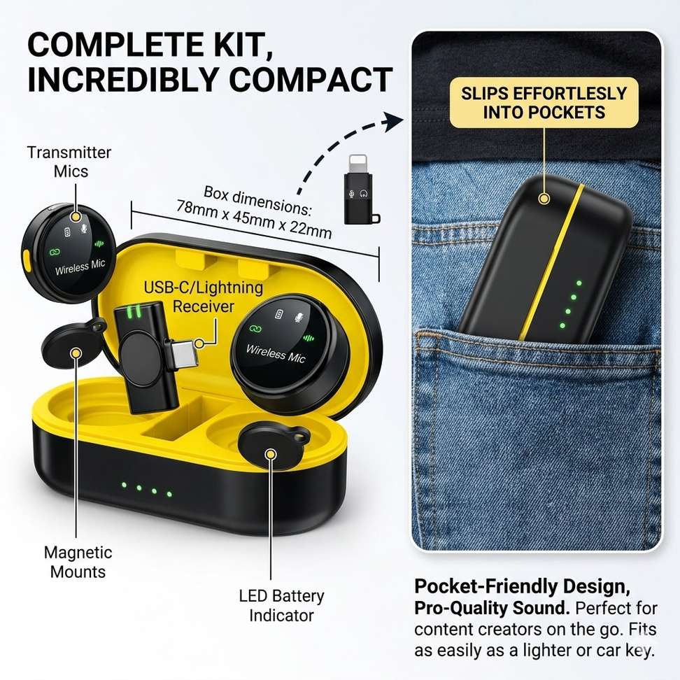 Shopsy Primate Wireless Lavalier Mic with 70FT Range - Image 5