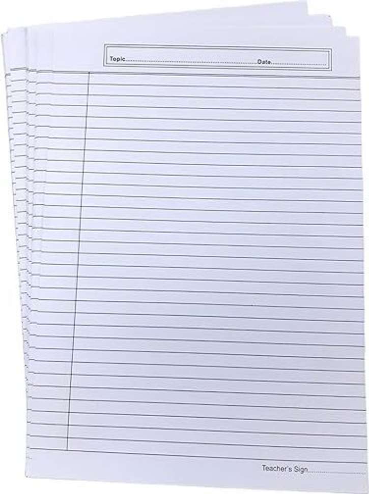 Project Paper Ruled eclet A4 Size One Side Ruled white Sheet (Pack of 100 Sheets) for ...