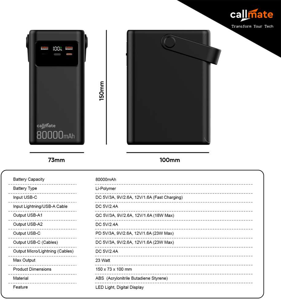Shopsy Callmate 80000 mAh 23W Power Bank - Image 7