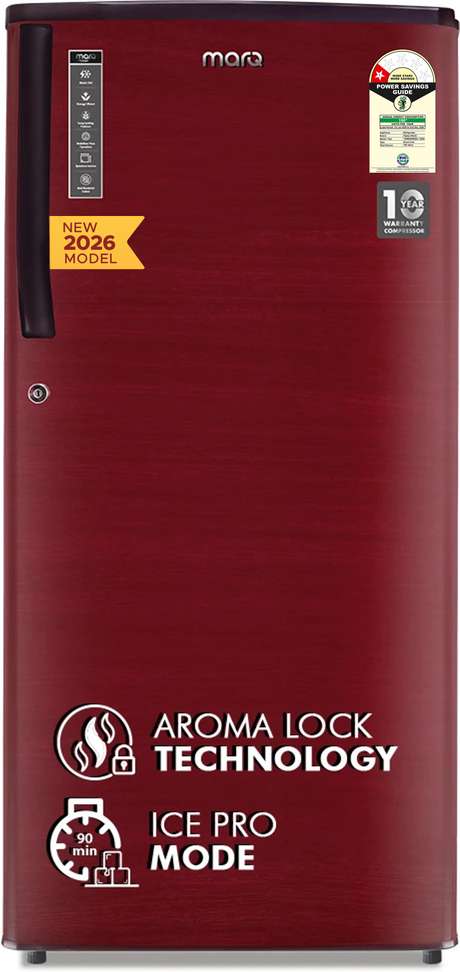 Marq Flipkart 183 L Direct Cool Single Door 1 Star Refrigerator Toughened Glass Shelves Large Vegetable Basket