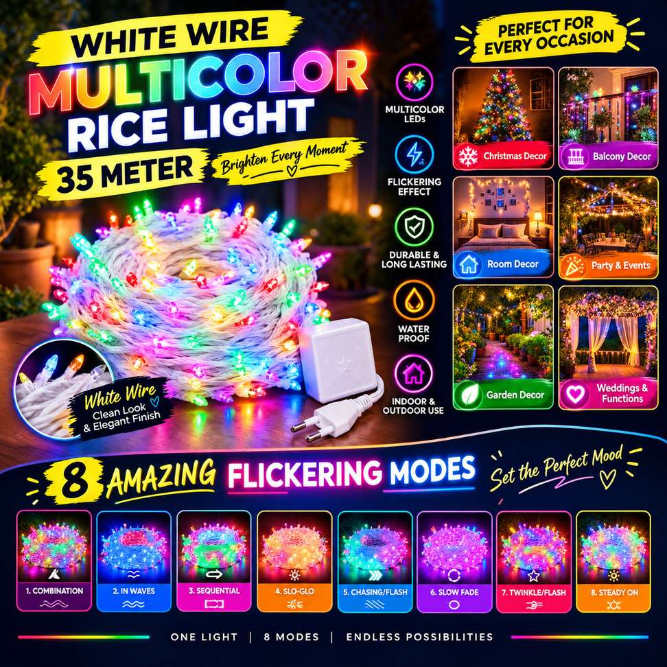 Shopsy diwalilights 220 LEDs 35m Multicolor Rice Lights - Image 3
