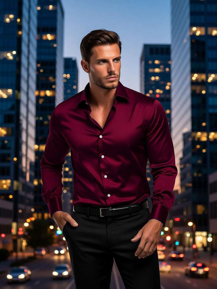 Solstice Men Solid Formal Maroon‑Black Shirt – 70% OFF, Only ₹298