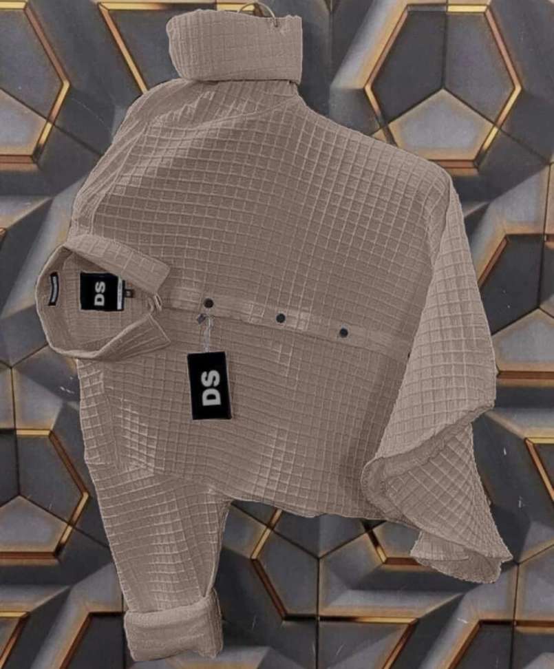 Lyphy Men Self Design Casual Beige Shirt – 85% OFF Flash Deal, Buy Now for ₹278