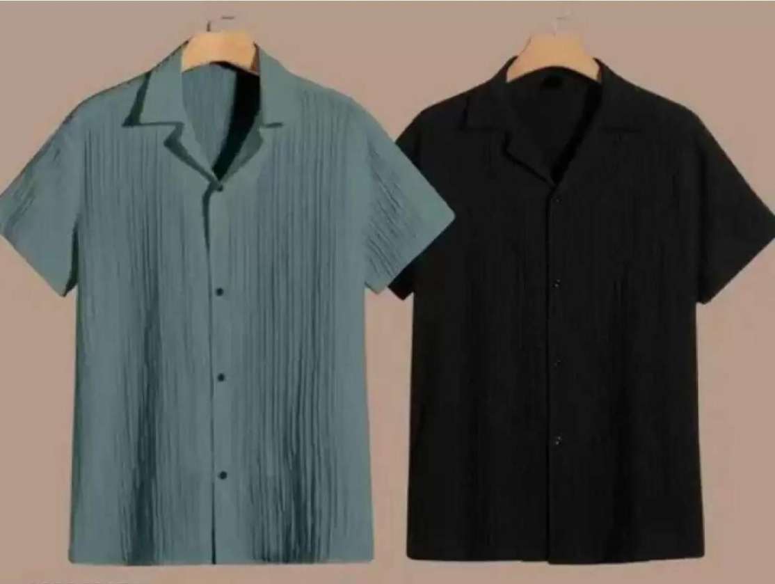 Vrlooks Men Self Design Casual Black Shirt