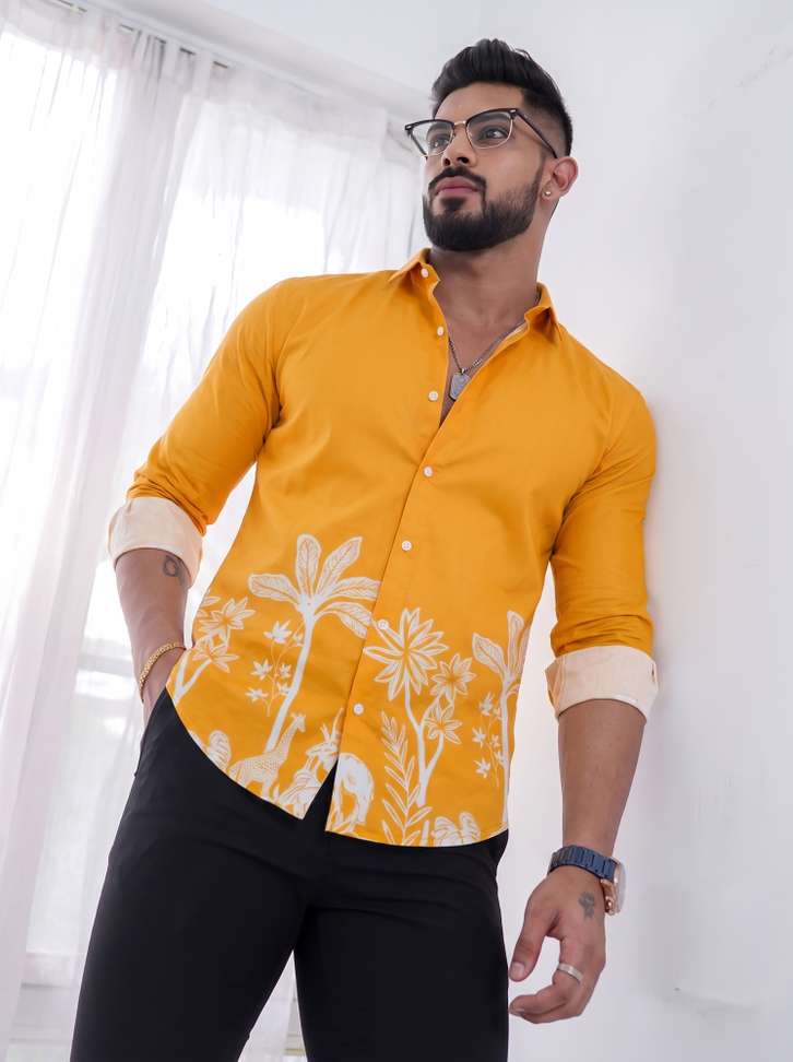 Shopsy BIKIT Men Yellow Printed Casual Shirt - Image 4