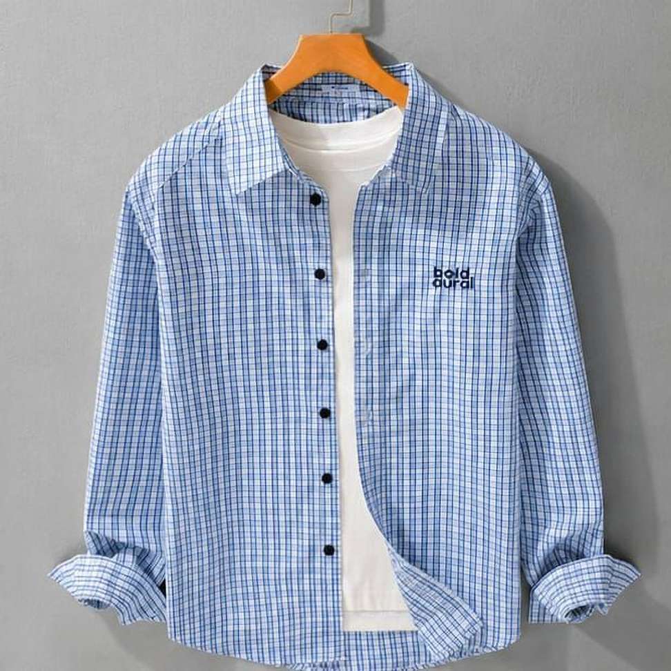 Shopsy Kesar Collection Men Checkered Blue Shirt - Image 2