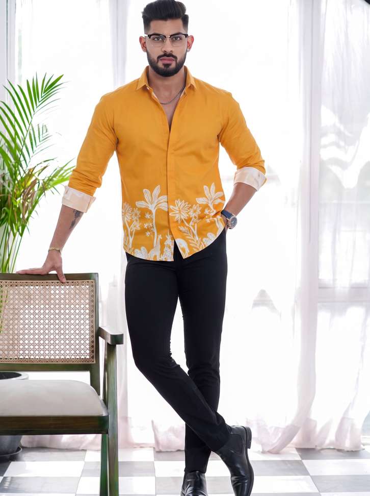 Shopsy BIKIT Men Yellow Printed Casual Shirt - Image 5