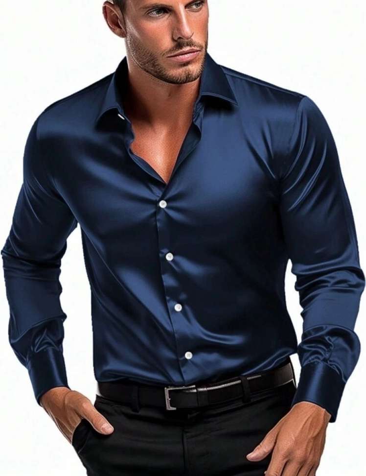 Solstice Men Solid Formal Dark Blue Shirt