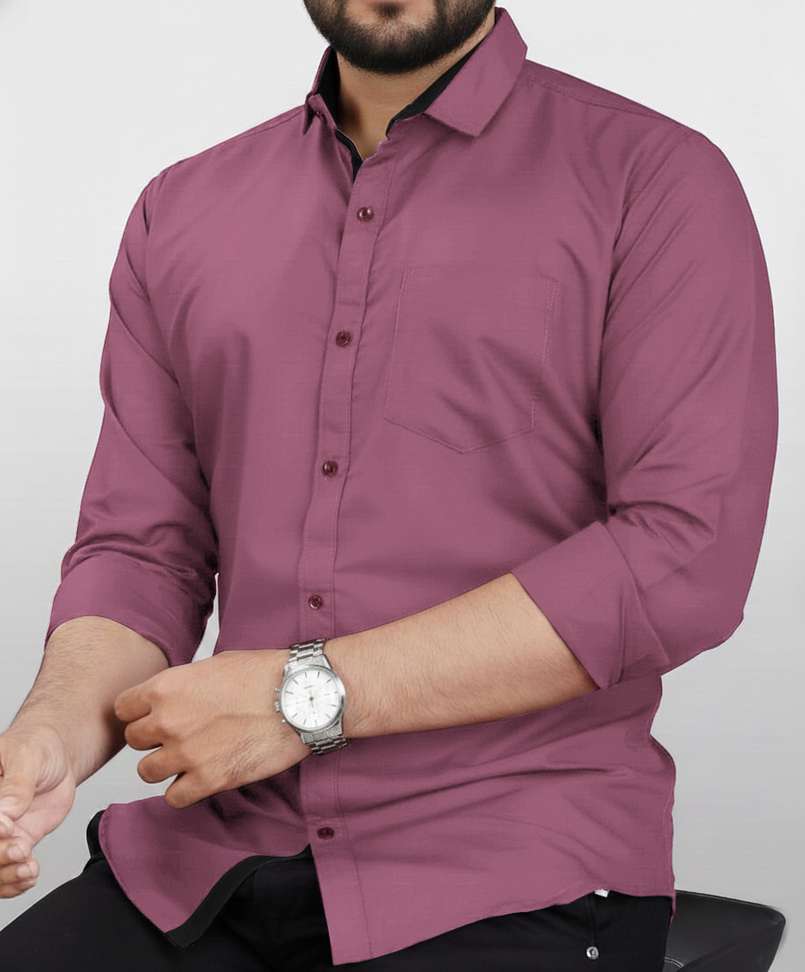 Avolt Men Solid Formal Pink Shirt