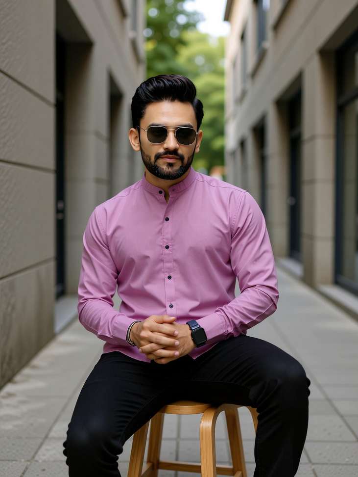 Rahul Look Men Solid Casual Purple Shirt